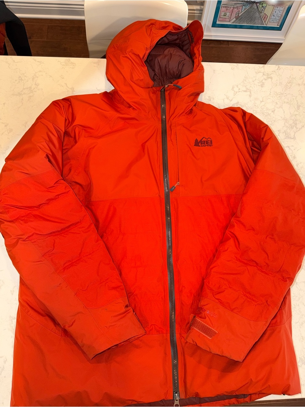 REI Stormhenge Men’s Hooded Puffer Jacket — Bright Orange